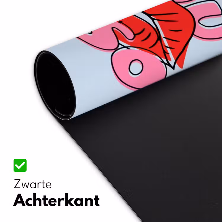Bisou - Blauw - Roze - Lippen Muismat XXL klein -sfeer2