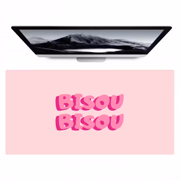 Bisou - Roze - Dikke letters Muismat XXL klein -zzz3d