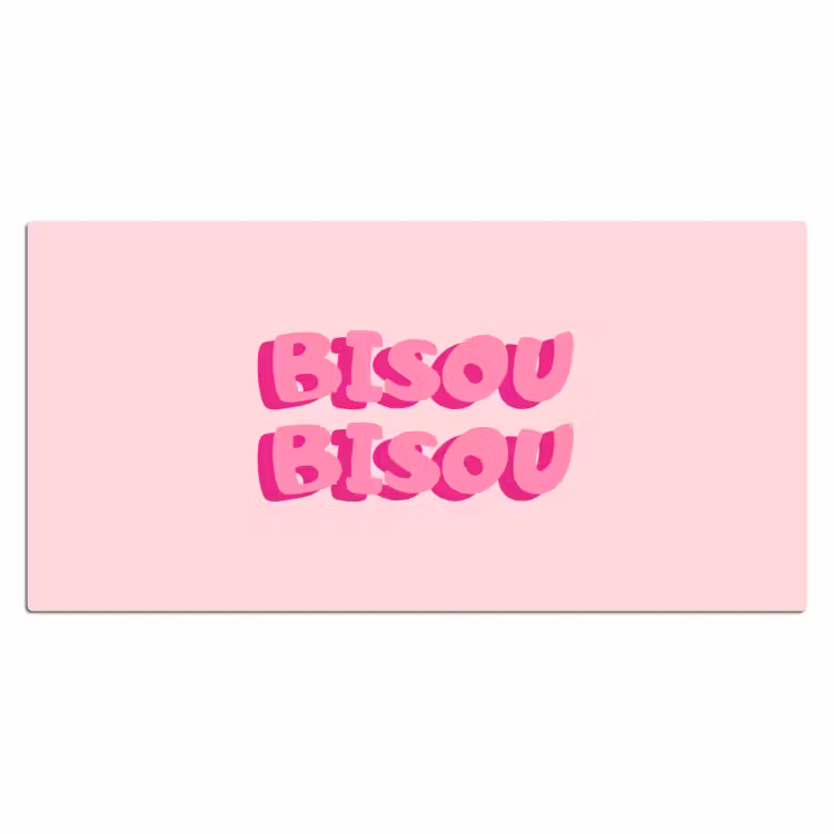Bisou - Roze - Dikke letters Muismat XXL klein -3d_leeg