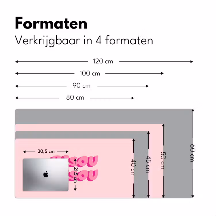 Bisou - Roze - Dikke letters Muismat XXL klein -sfeer5