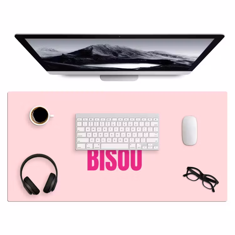 Bisou - Roze - Minimalistisch Muismat XXL klein -3d