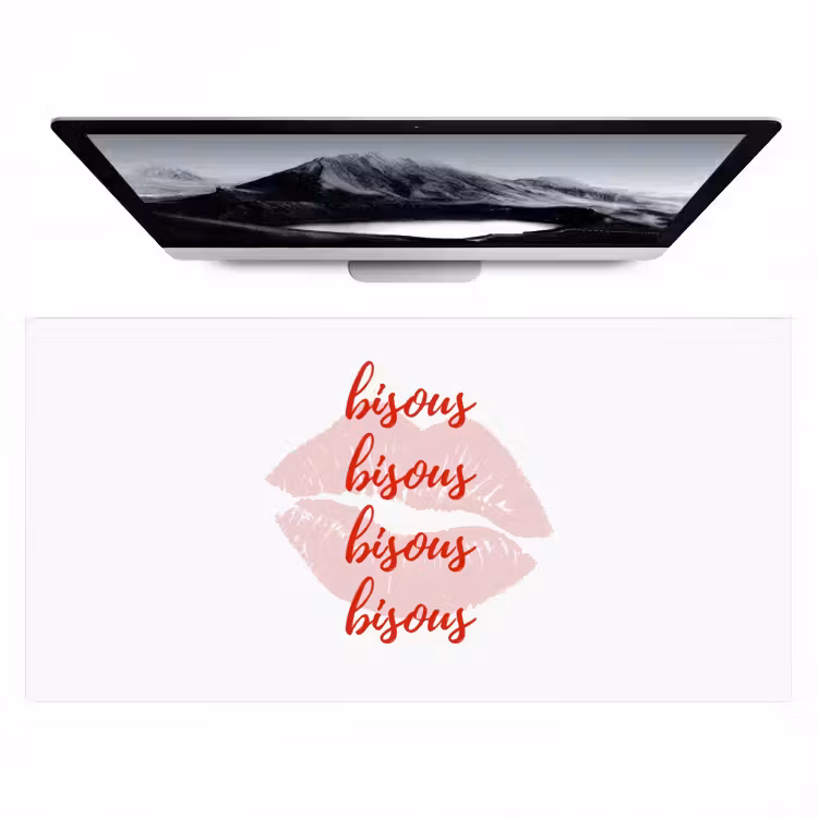 Bisous - Lip - Wit - Rood Muismat XXL klein -zzz3d