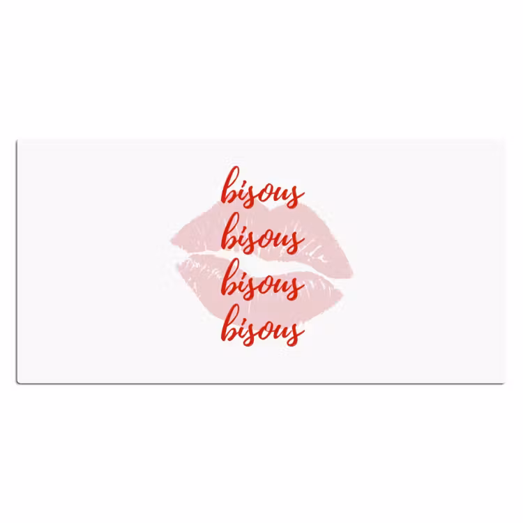 Bisous - Lip - Wit - Rood Muismat XXL klein -3d_leeg