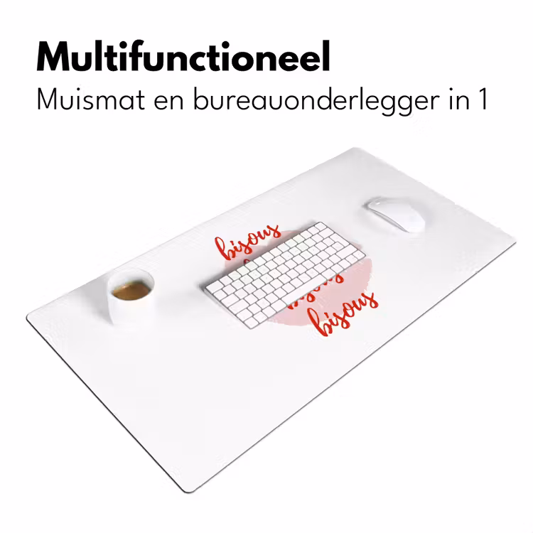 Bisous - Lip - Wit - Rood Muismat XXL klein -sfeer4