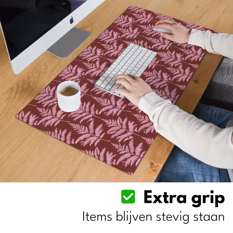 Blad - Patroon - Paars Muismat XXL klein 681 -sfeer3