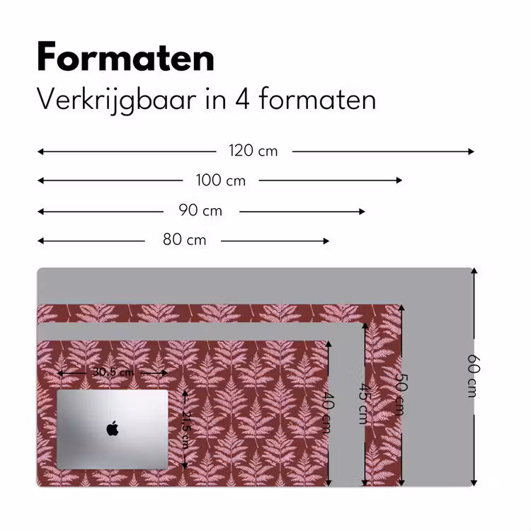Blad - Patroon - Paars Muismat XXL klein 681 -sfeer5
