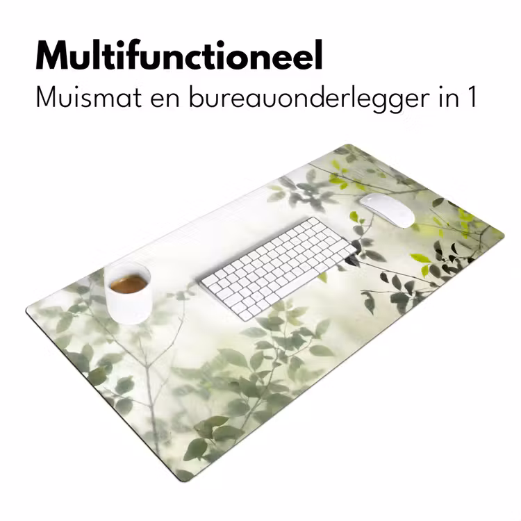 Blad - Schaduw - Natuur - Abstract - Groen Muismat XXL klein -sfeer4