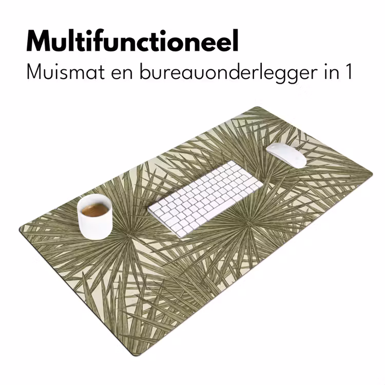 Blad - Tropisch - Patroon - Natuur - Groen Muismat XXL klein -sfeer4