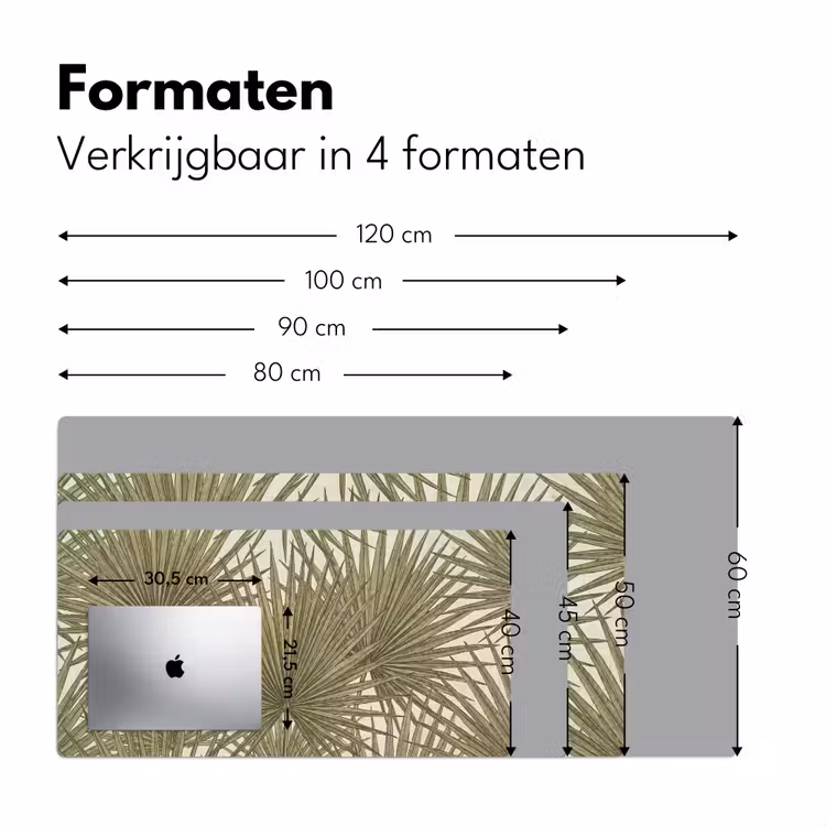 Blad - Tropisch - Patroon - Natuur - Groen Muismat XXL klein -sfeer5
