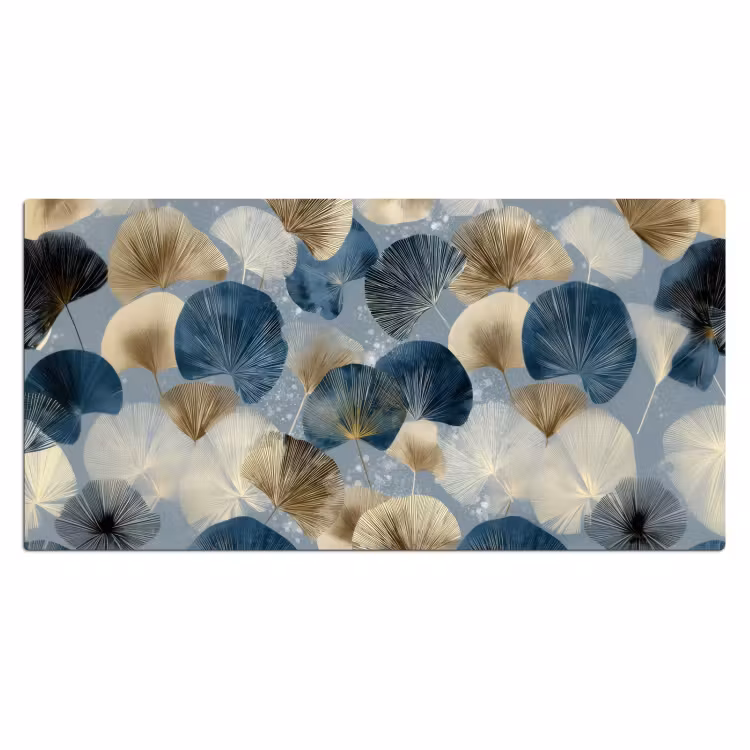 Bladeren - Abstract - Goud - Blauw Muismat XXL klein -3d_leeg