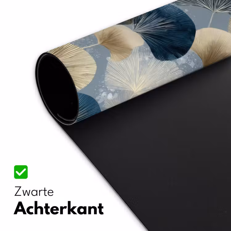 Bladeren - Abstract - Goud - Blauw Muismat XXL klein -sfeer2