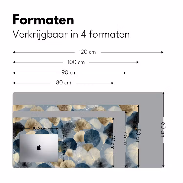 Bladeren - Abstract - Goud - Blauw Muismat XXL klein -sfeer5