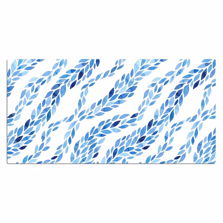 Bladeren - Aquarel - Patroon - Modern - Blauw Muismat XXL klein -3d_leeg