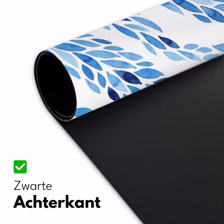 Bladeren - Aquarel - Patroon - Modern - Blauw Muismat XXL klein -sfeer2