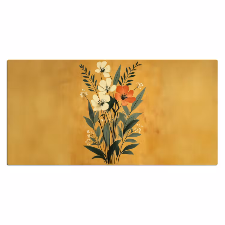 Bladeren - Boeket - Bloemen - Geel Muismat XXL klein -3d_leeg