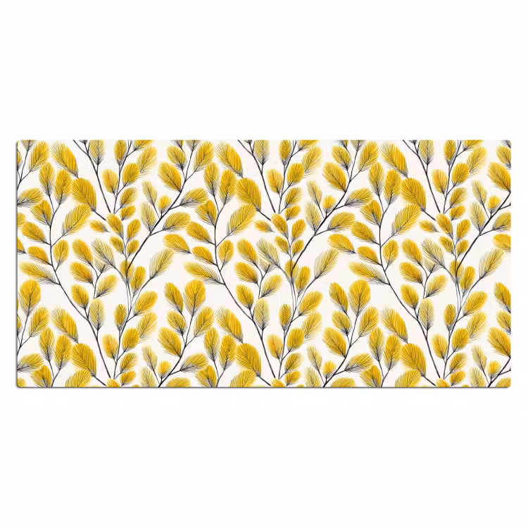 Bladeren - Botanisch - Elegant - Geel - Zwart Muismat XXL klein 681 -3d_leeg