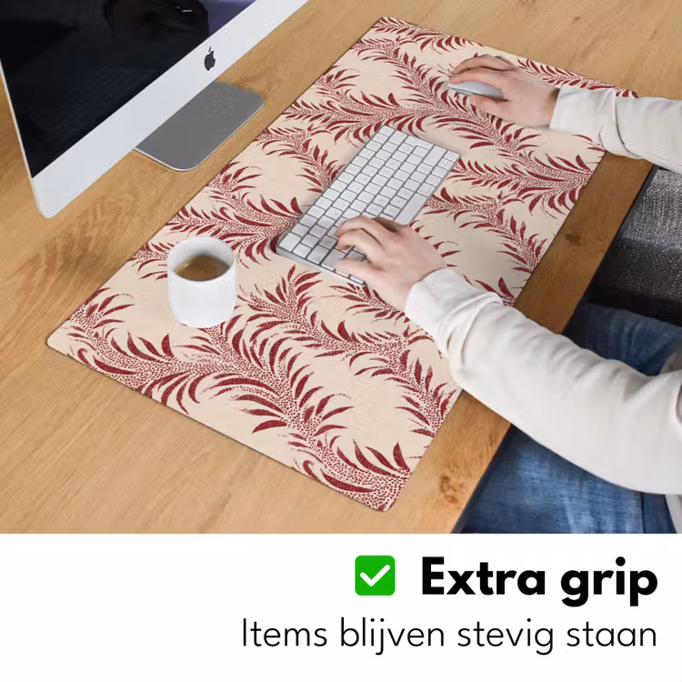Bladeren - Linnen - Rood Muismat XXL klein 681 -sfeer3
