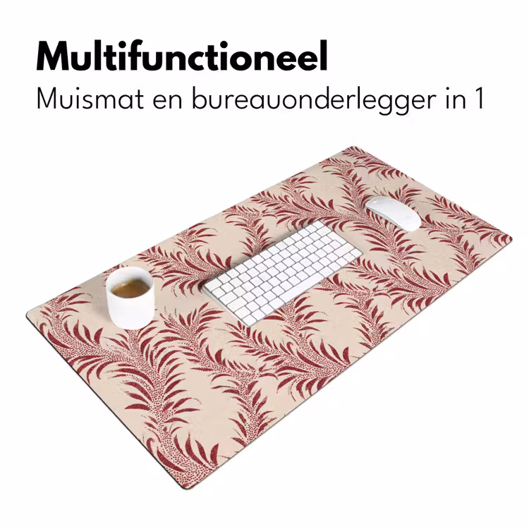 Bladeren - Linnen - Rood Muismat XXL klein 681 -sfeer4