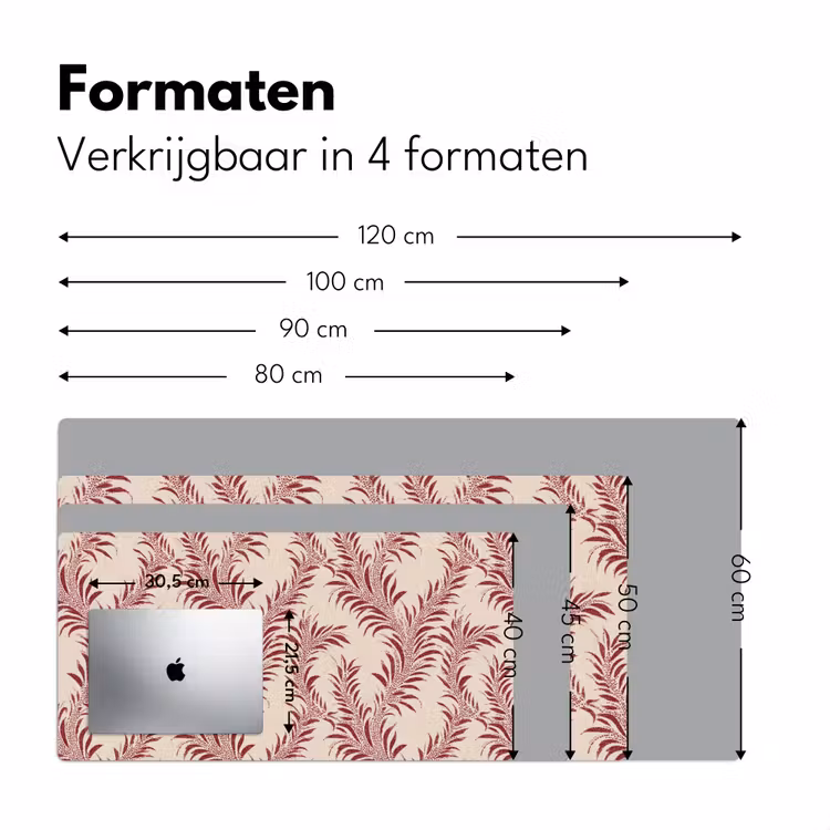 Bladeren - Linnen - Rood Muismat XXL klein 681 -sfeer5