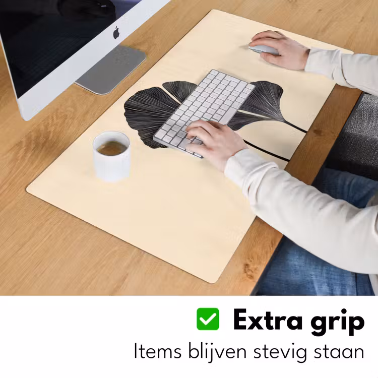 Bladeren - Minimalistisch - Zwart Muismat XXL klein -sfeer3