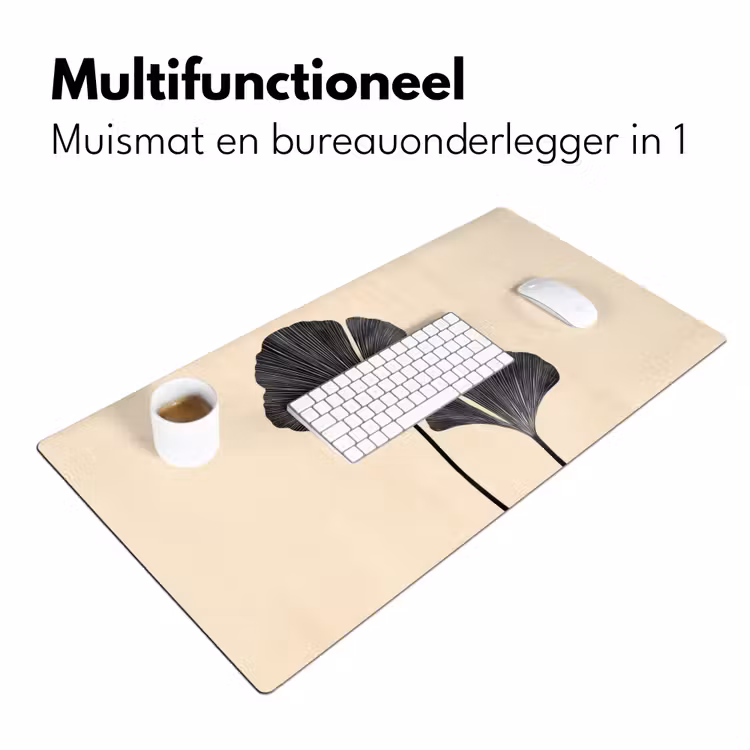 Bladeren - Minimalistisch - Zwart Muismat XXL klein -sfeer4