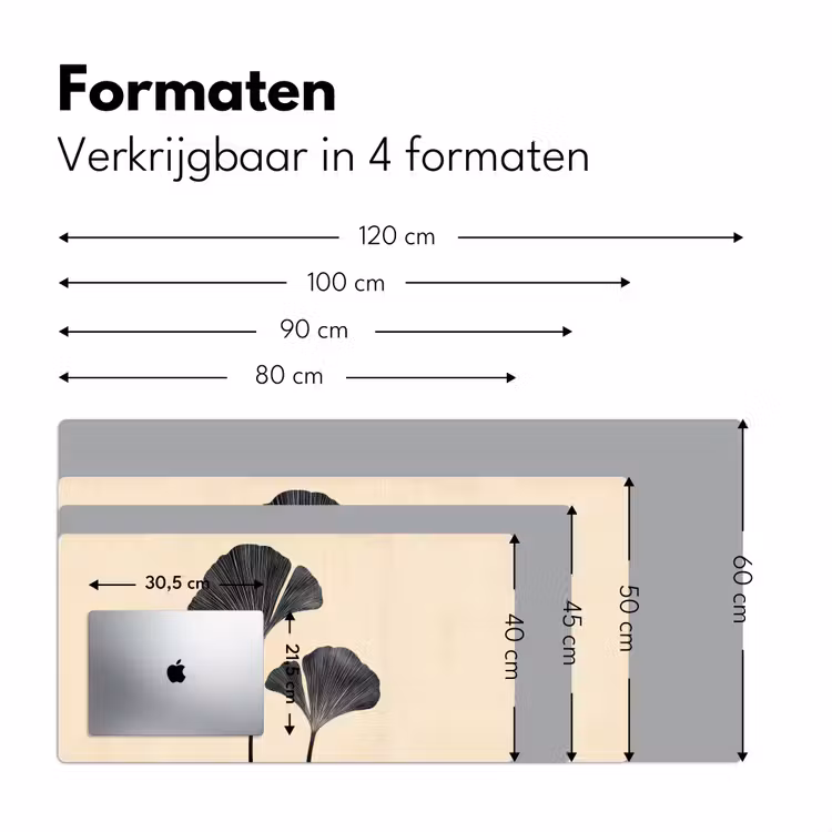 Bladeren - Minimalistisch - Zwart Muismat XXL klein -sfeer5