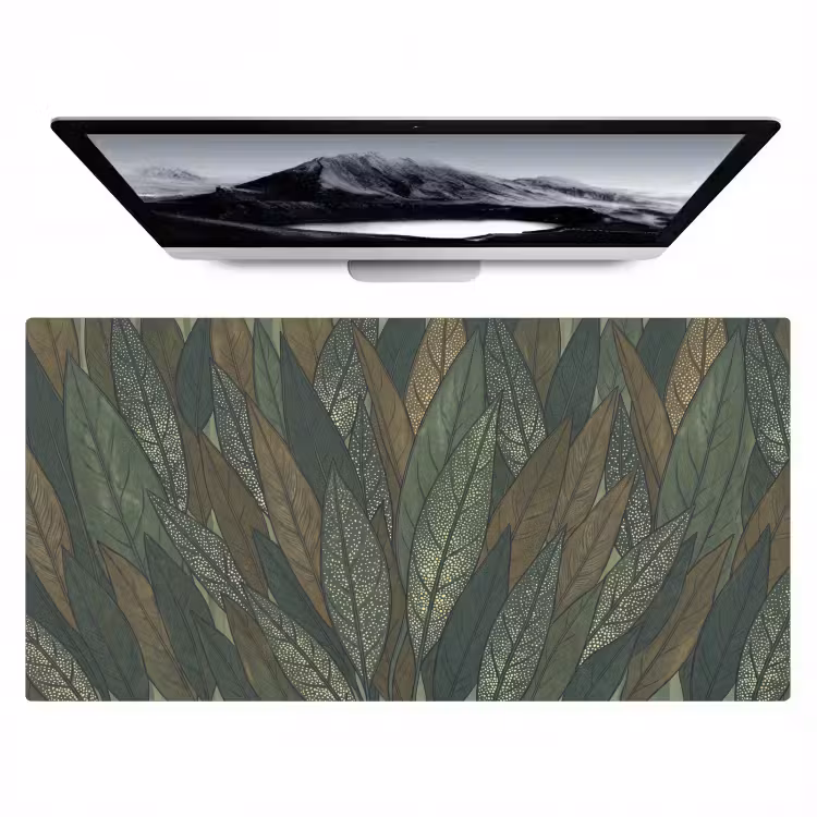 Bladeren - Patroon - Gestippeld - Natuur - Groen Muismat XXL klein -zzz3d