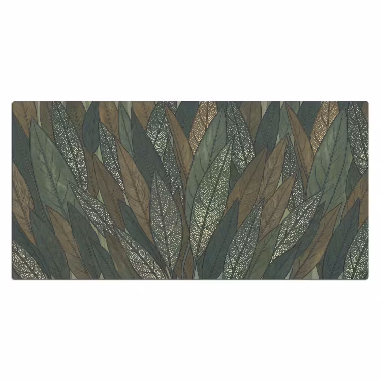 Bladeren - Patroon - Gestippeld - Natuur - Groen Muismat XXL klein -3d_leeg