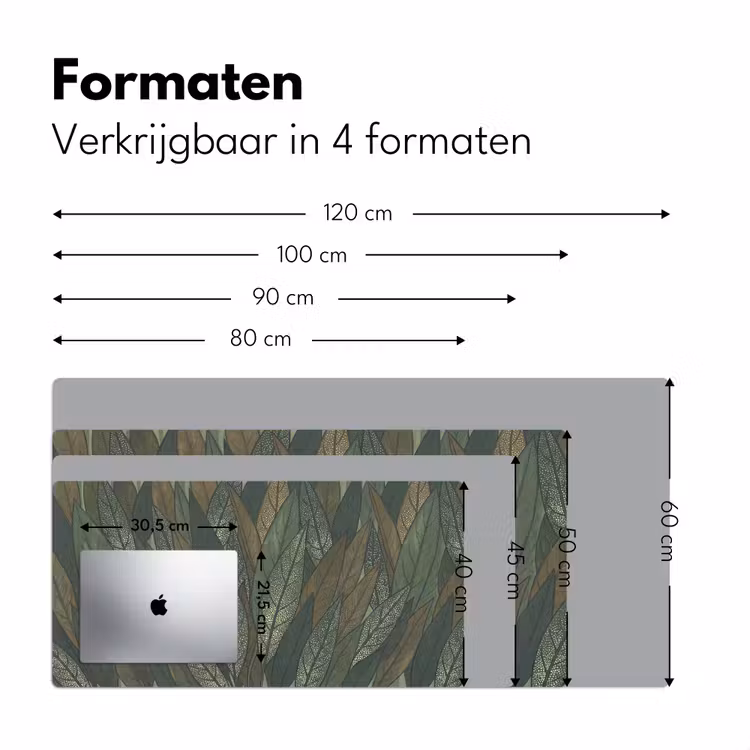 Bladeren - Patroon - Gestippeld - Natuur - Groen Muismat XXL klein -sfeer5