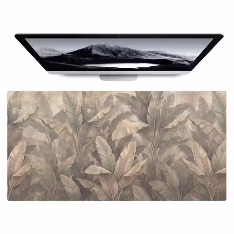 Bladeren - Tropisch - Natuur - Modern - Beige Muismat XXL klein -zzz3d