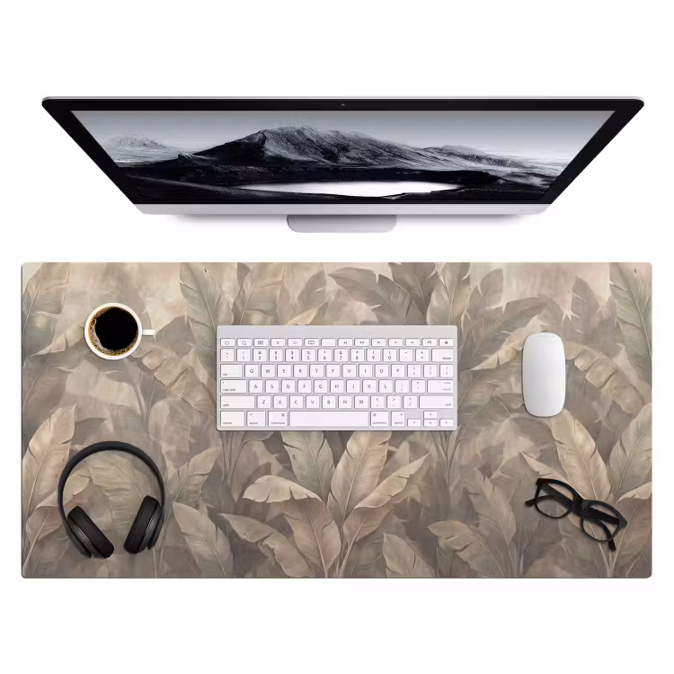 Bladeren - Tropisch - Natuur - Modern - Beige Muismat XXL klein -3d