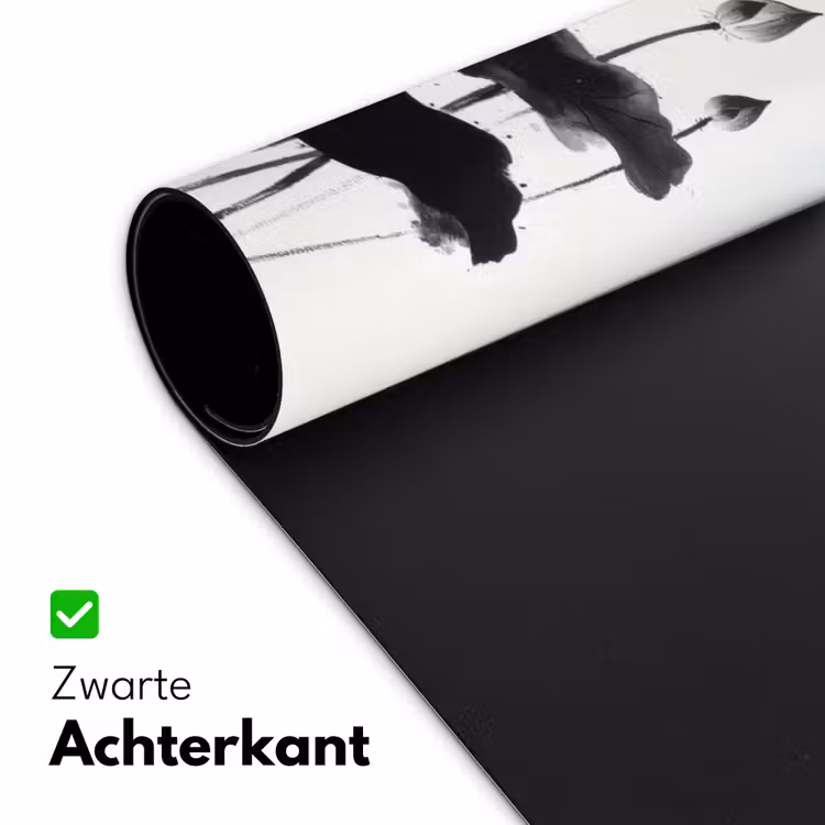Bladeren - Zwart - Lotusbloem - Minimalitisch Muismat XXL klein -sfeer2