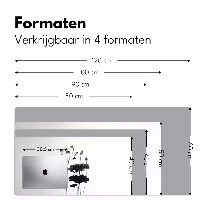 Bladeren - Zwart - Lotusbloem - Minimalitisch Muismat XXL klein -sfeer5