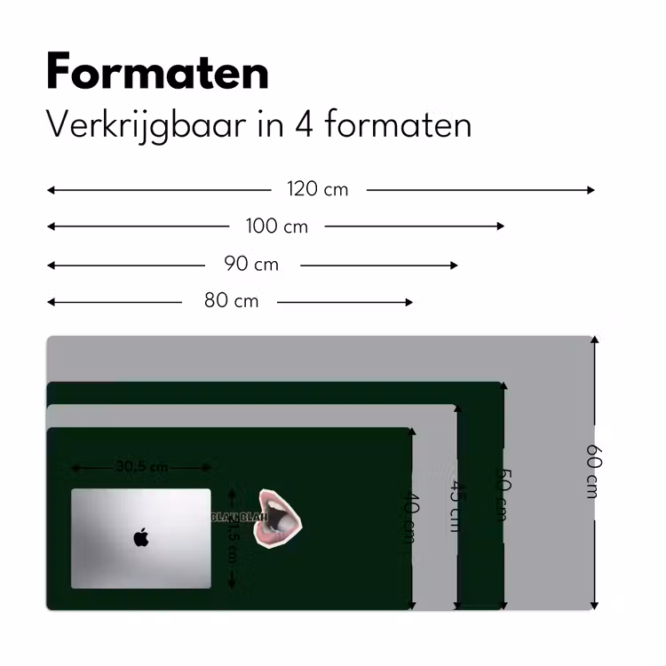 BLAH BLAH BLAH - Mond - Groen Muismat XXL klein -sfeer5