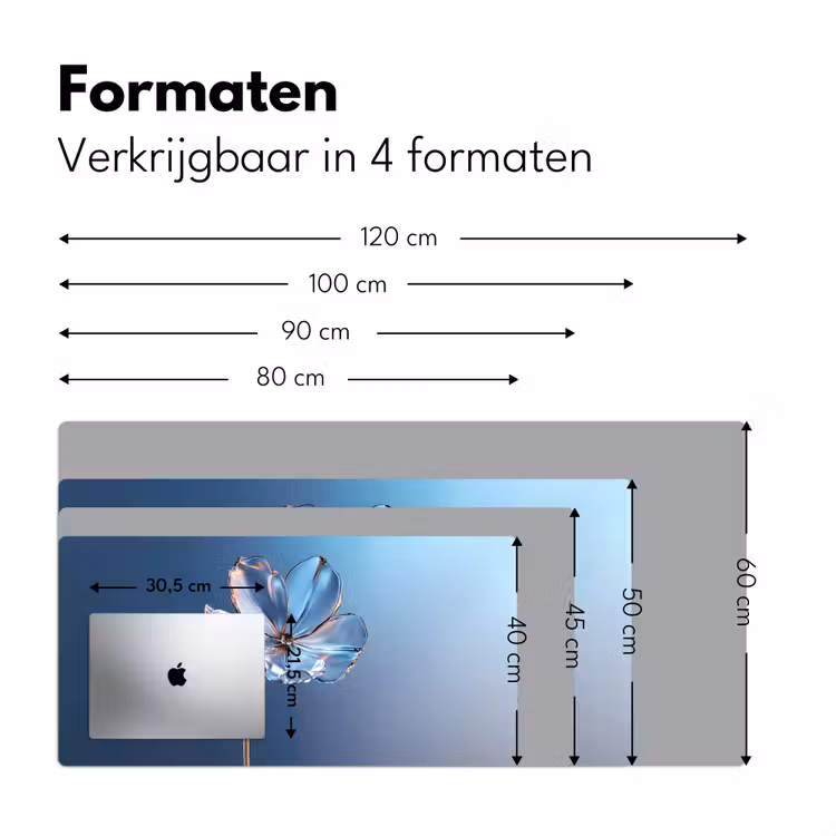 Blauw - Bloem - Glazen - Sierlijk Muismat XXL klein -sfeer5