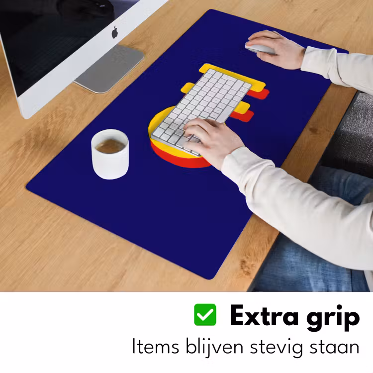 Blauw - Geel - OH - Schaduw Muismat XXL klein -sfeer3
