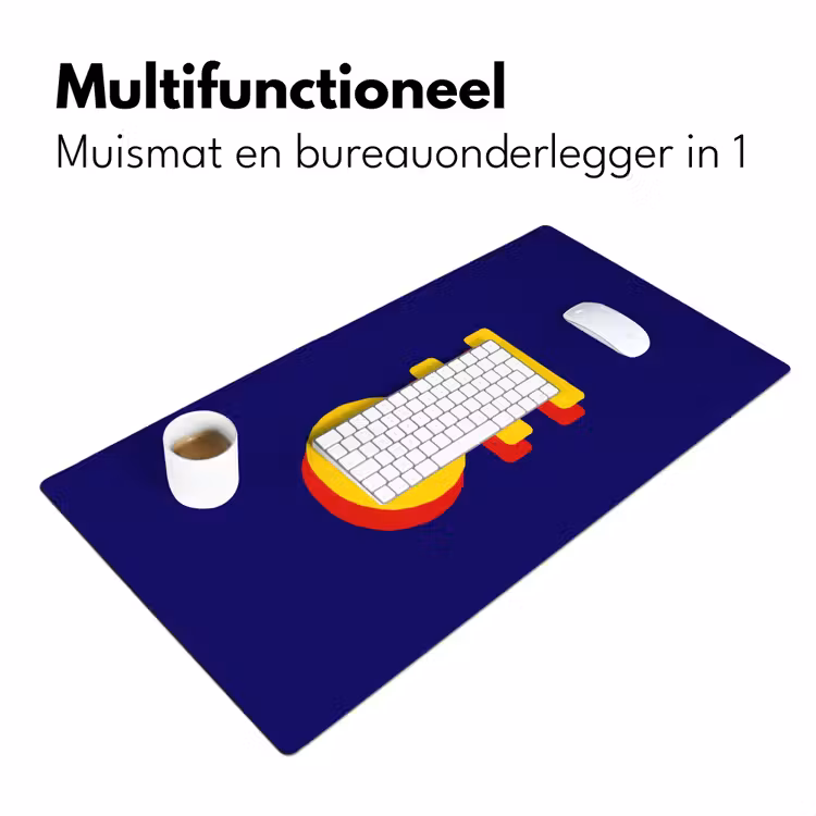 Blauw - Geel - OH - Schaduw Muismat XXL klein -sfeer4