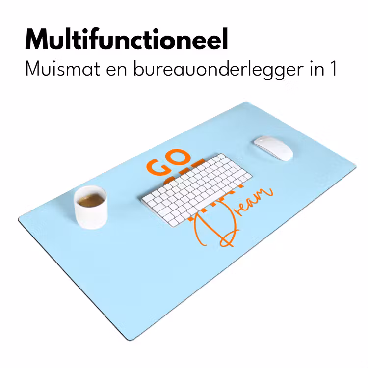 Blauw - Oranje - Tekst Muismat XXL klein -sfeer4