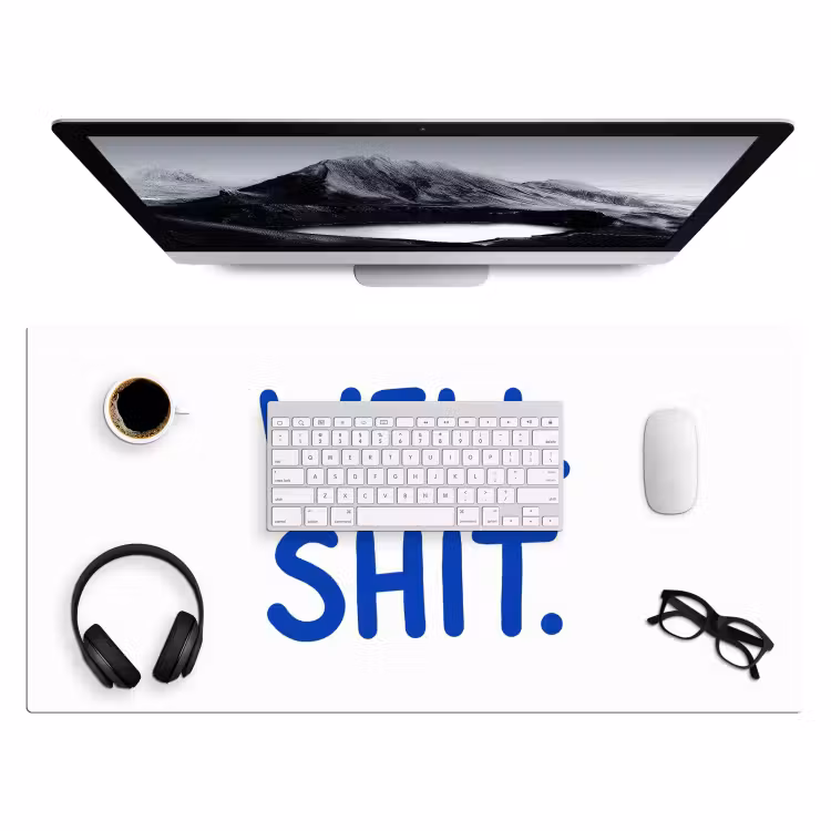 Blauw - Quote - Wit Muismat XXL klein -3d