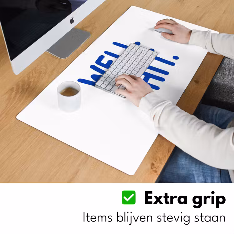 Blauw - Quote - Wit Muismat XXL klein -sfeer3