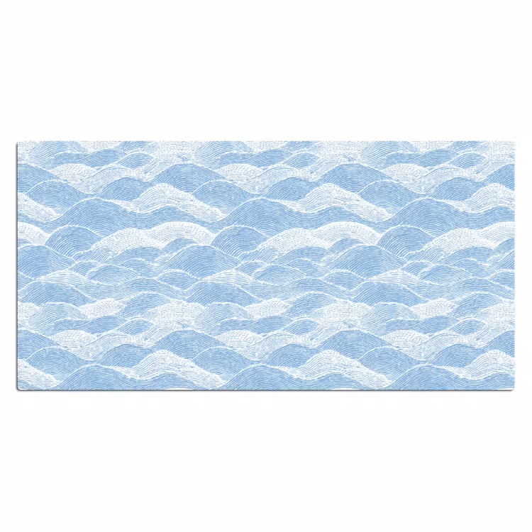Blauw - Wit - Golven - Getekend Muismat XXL klein 681 -3d_leeg