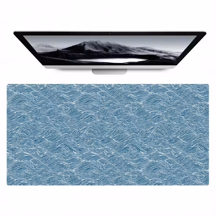 Blauw - Wit - Golven - Getekend - Textuur Muismat XXL klein 681 -zzz3d