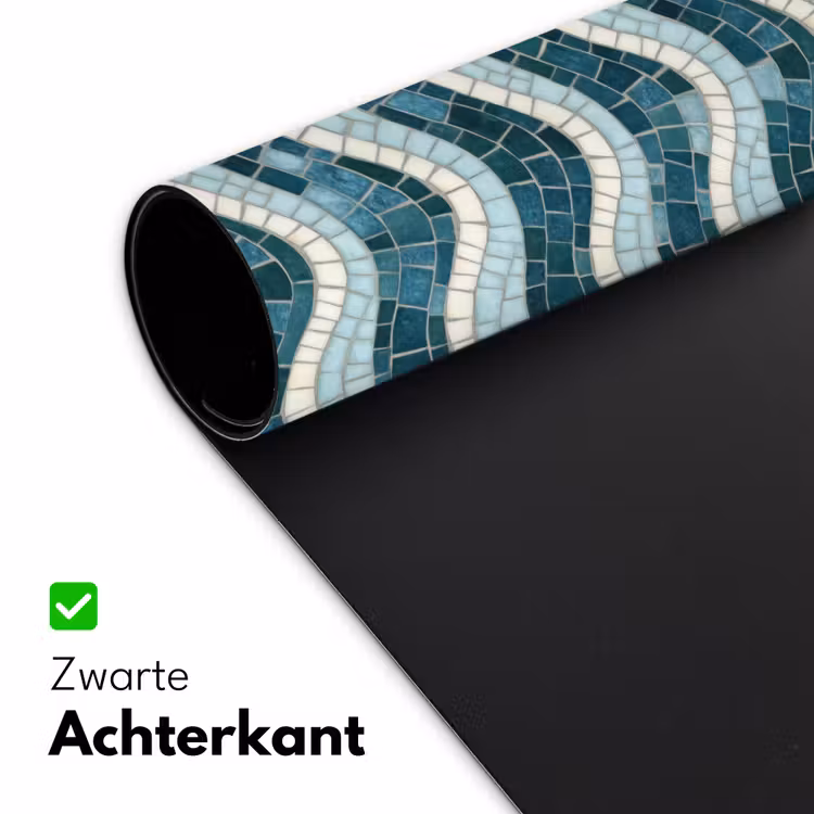 Blauw - Wit - Mozaïek - Golvend Muismat XXL klein 681 -sfeer2