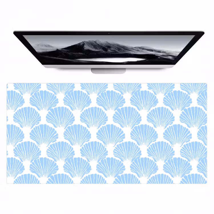 Blauw - Wit - Schelpen - Grafisch - Structuur Muismat XXL klein 681 -zzz3d