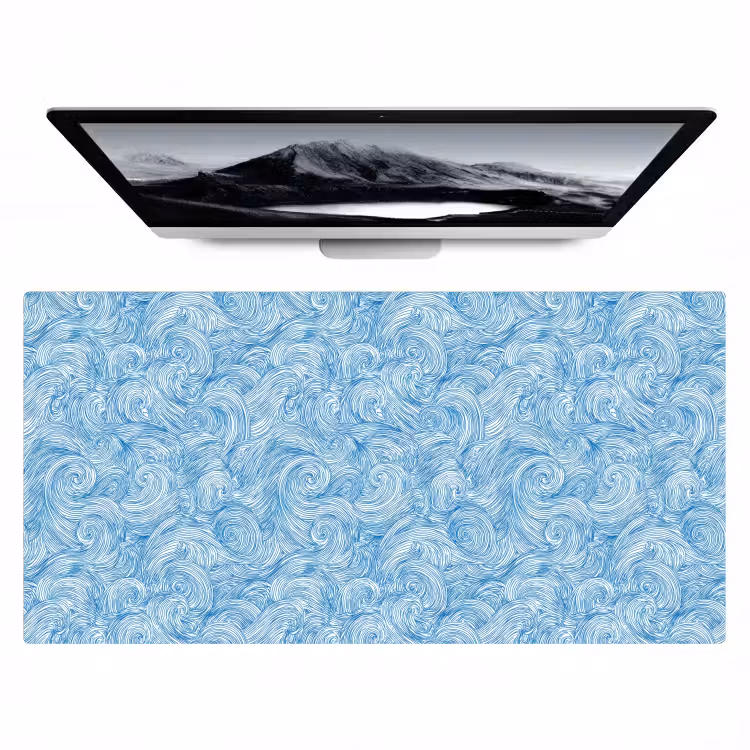 Blauw - Wit - Spiraal - Golven - Lijnen Muismat XXL klein 681 -zzz3d