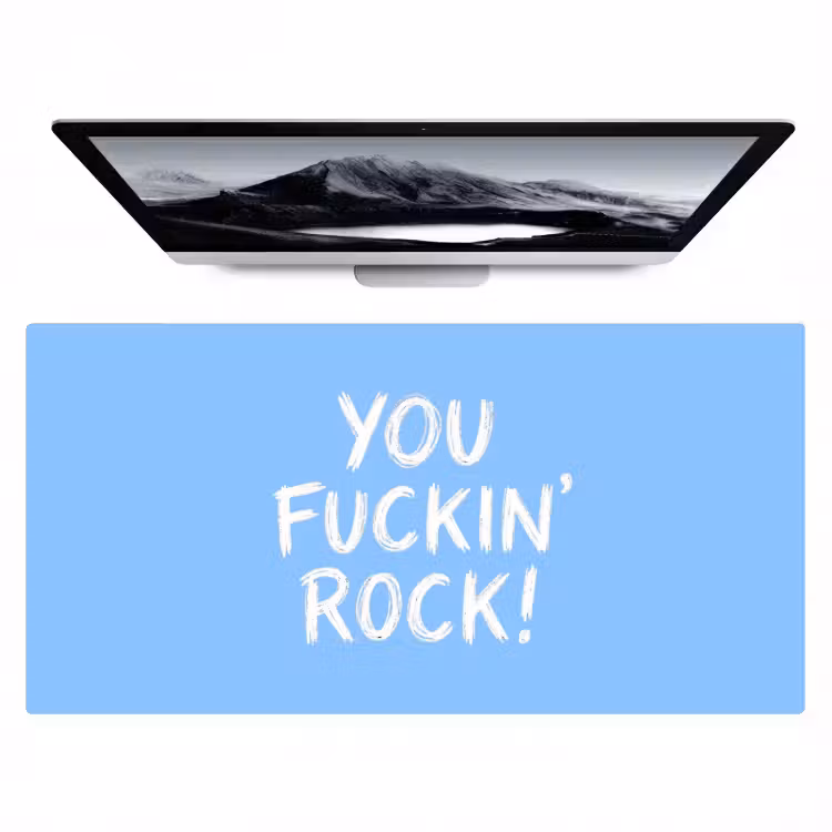 Blauw - Wit - You fuckin rock Muismat XXL klein -zzz3d