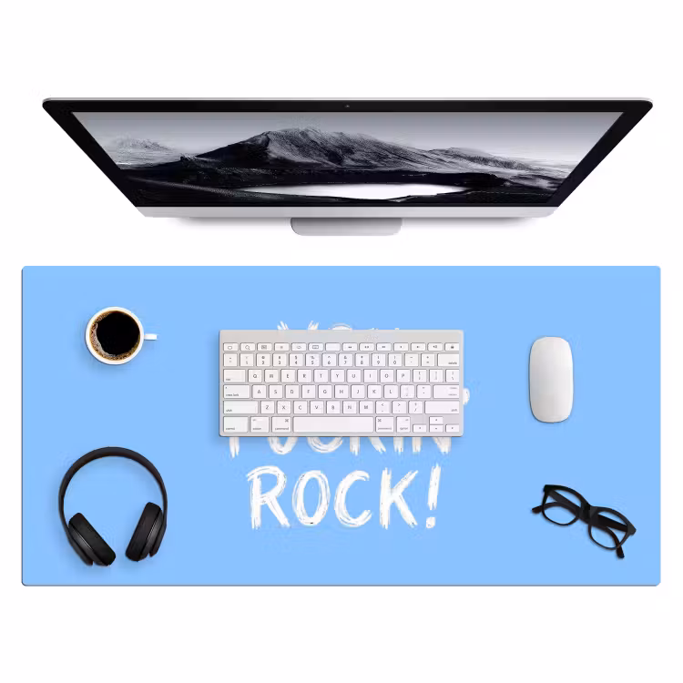 Blauw - Wit - You fuckin rock Muismat XXL klein -3d