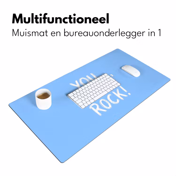 Blauw - Wit - You fuckin rock Muismat XXL klein -sfeer4