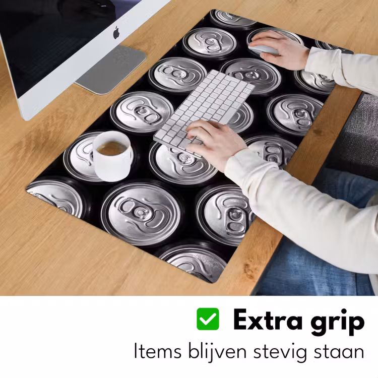 Blikjes - Aluminium - Patroon - Industrieel - Zilver Muismat XXL klein -sfeer3