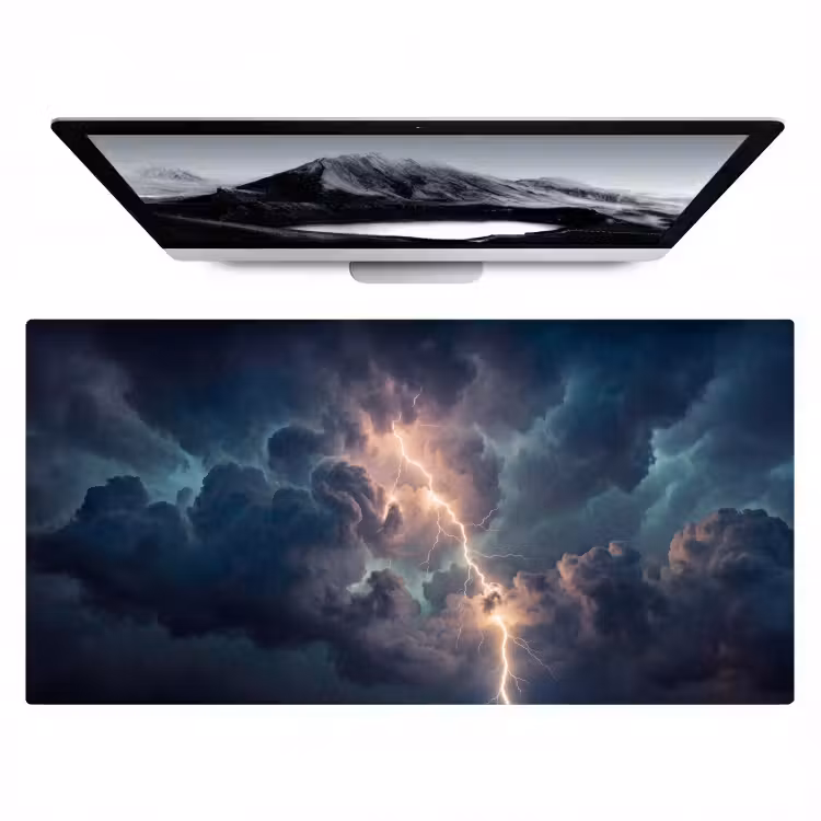 Bliksem - Storm - Natuur - Donker Muismat XXL klein -zzz3d